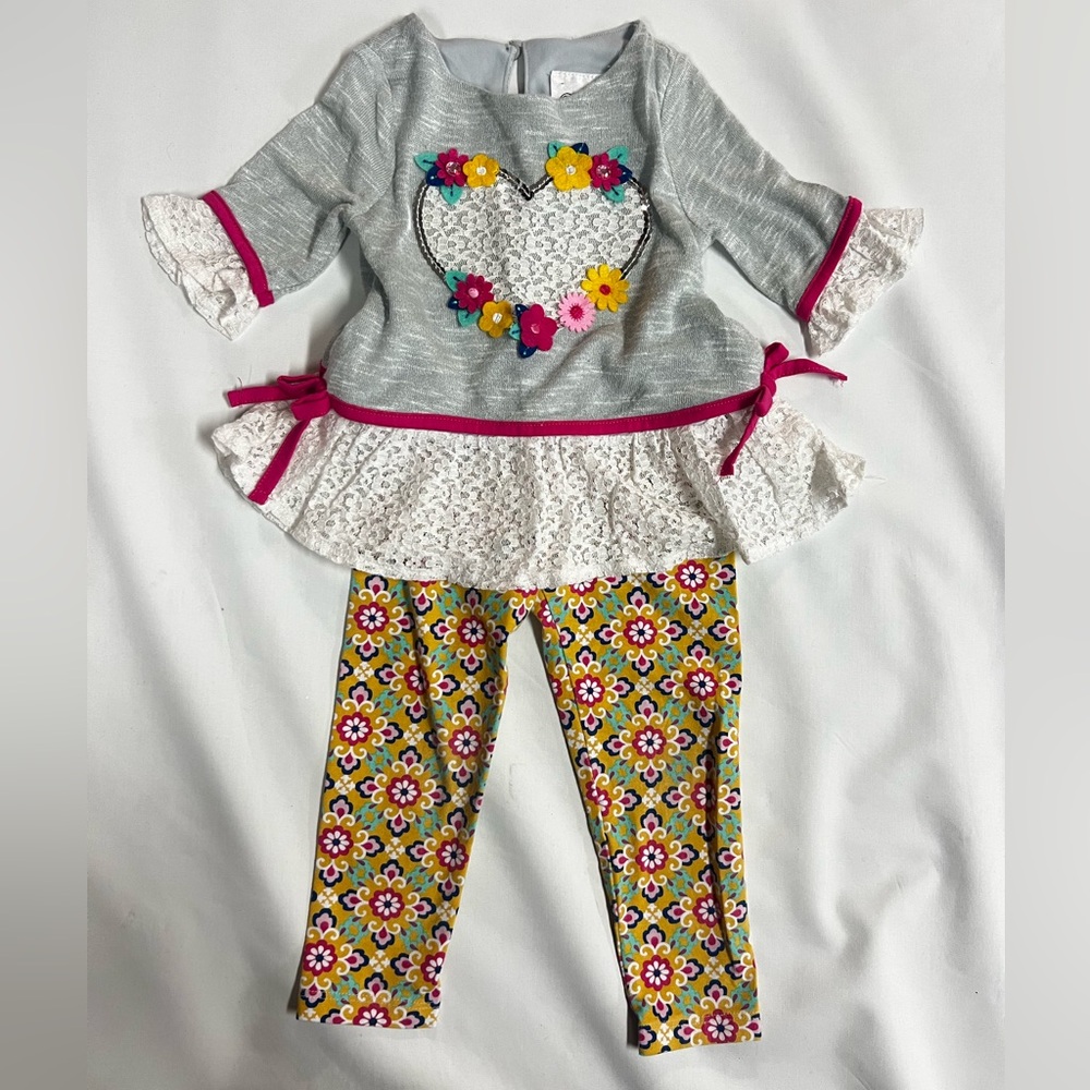 Rare Editions Heart Flower Lace Fall Outfit